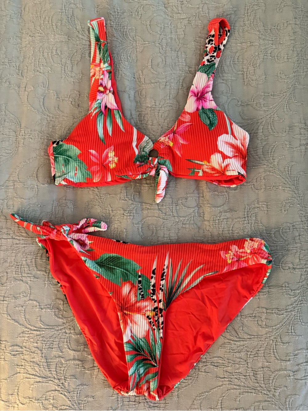 TiniBikini Bright Orange Ribbed Bikini Bottom